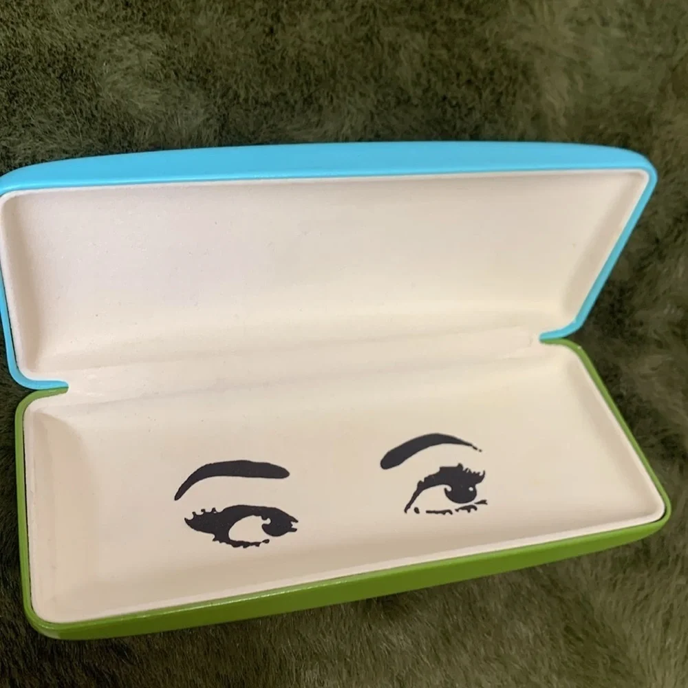 Kate Spade Blue & Green Hard Shell Glasses Case with Cloth